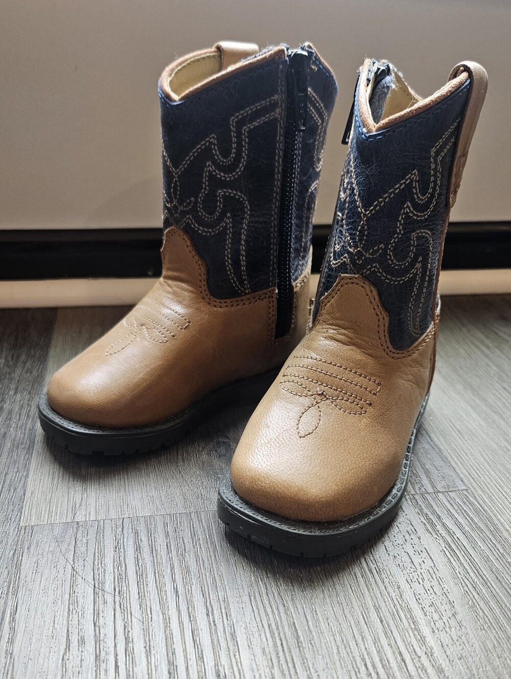 Tan & Navy Kids Smoky Mountain Boots Cowboy Boots